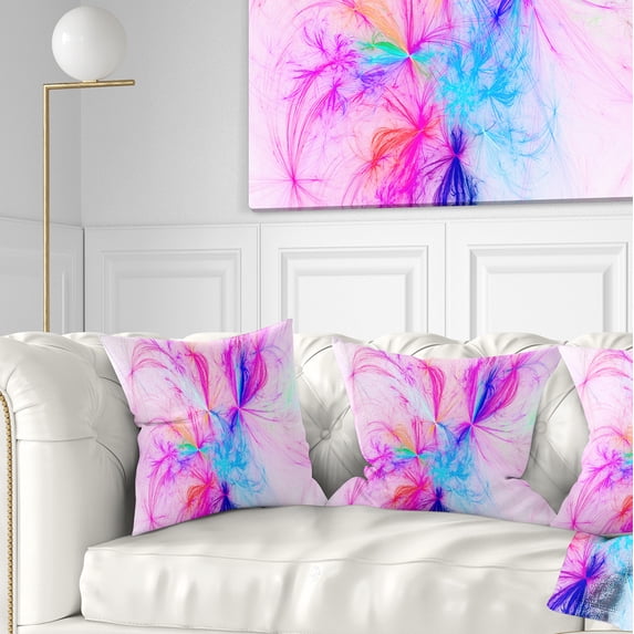 Designart Christmas Fireworks Pink - Abstract Throw Pillow - 16x16
