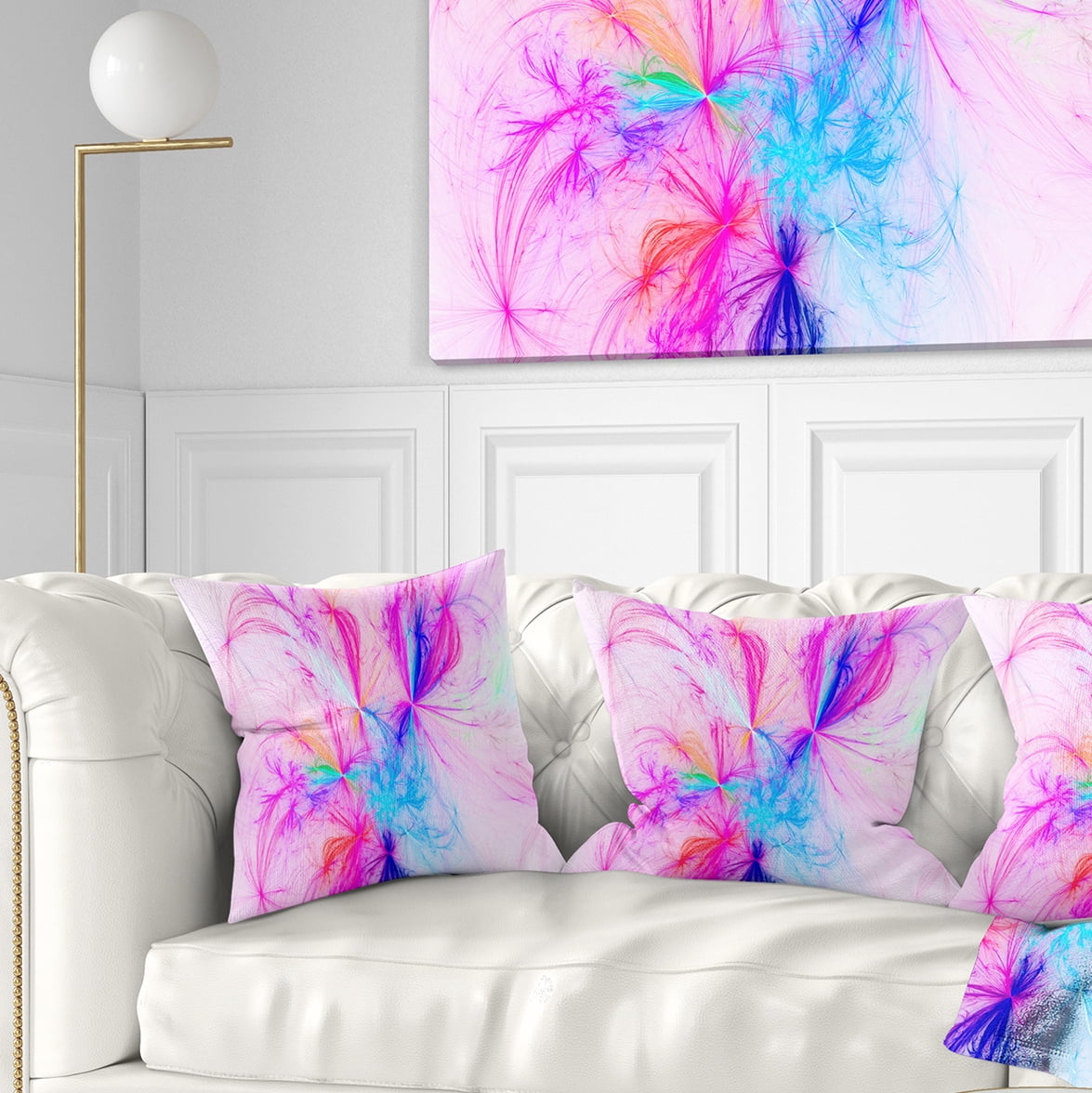 Designart Christmas Fireworks Pink - Abstract Throw Pillow - 18x18