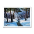 thumbnail image 1 of Designart 'Christmas Forest With Trees and River III' Traditional Framed Art Print, 1 of 4