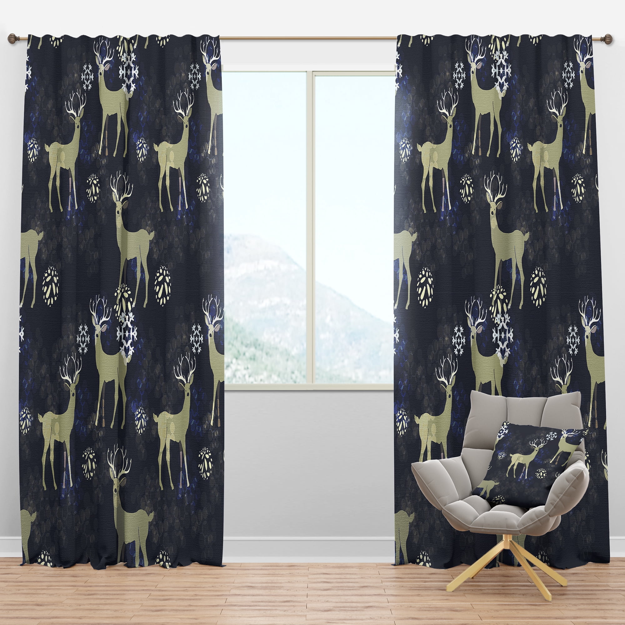 Designart 'Christmas Pattern III' Animals Blackout Curtain Panel