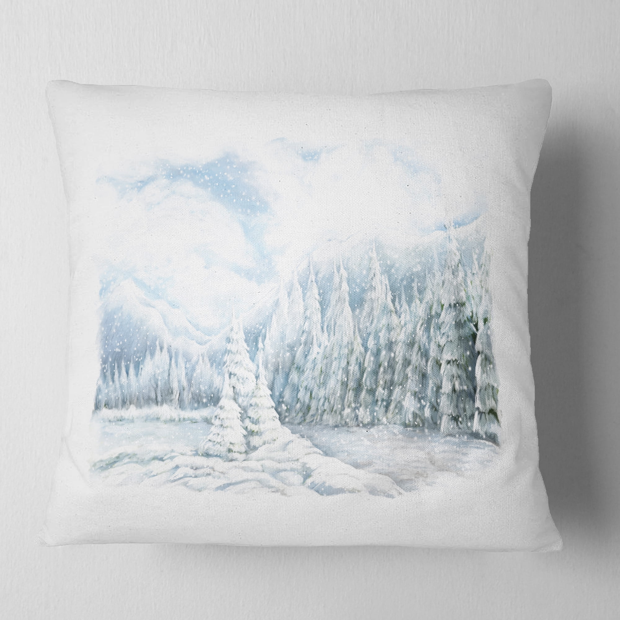Designart Christmas Winter Happy Panorama - Landscape Printed Throw Pillow - 16x16