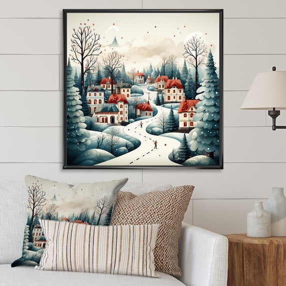 Designart "Christmas in the Winter Village III" Food & Beverage Framed Wall Art - White Fruits Entryway Framed Wall Art