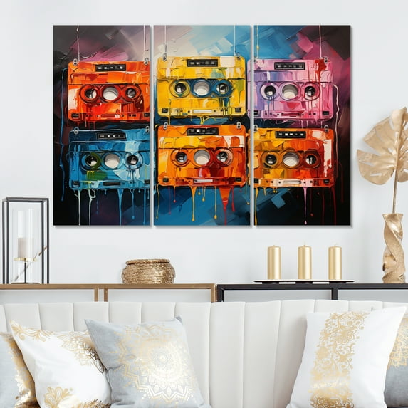 Designart "Chromatic Cassettes Cassette Tapes" Music Metal Wall Decor Set
