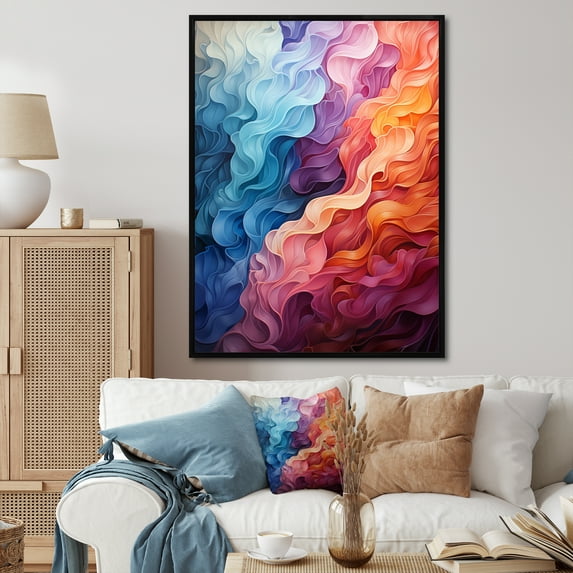 Designart "Chromatic Delirium Opt Art wall art VII" Abstract Floater Framed Canvas Wall Art