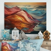 Designart "Chromatic Waterscapes Along the Coast I" Landscapes Print on Natural Pine Wood