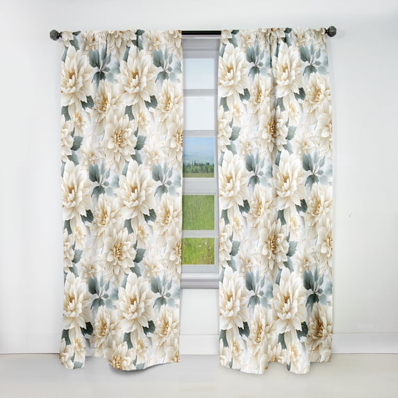Designart "Chrysanthemum Mandala Serenity II" Floral Blackout Curtain Single Panel