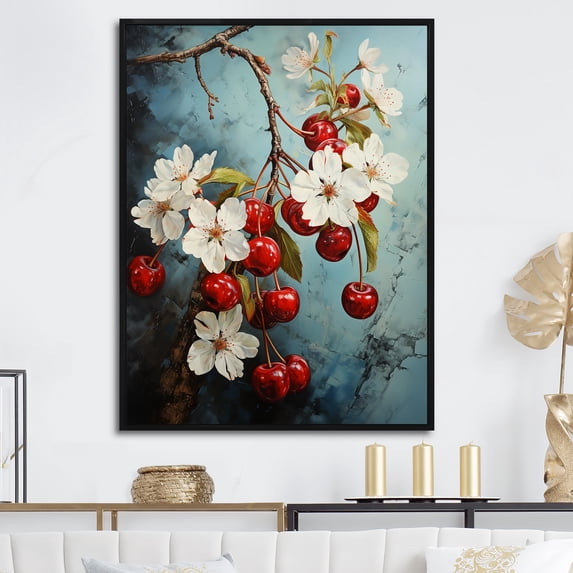 Designart "Chuckling Portrait In Cherry Charm" Pop Art Floater Framed Canvas Prints