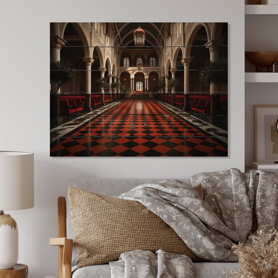 Designart "Church Geonmetric beauty I" Spiritual Print on Natural Pine Wood