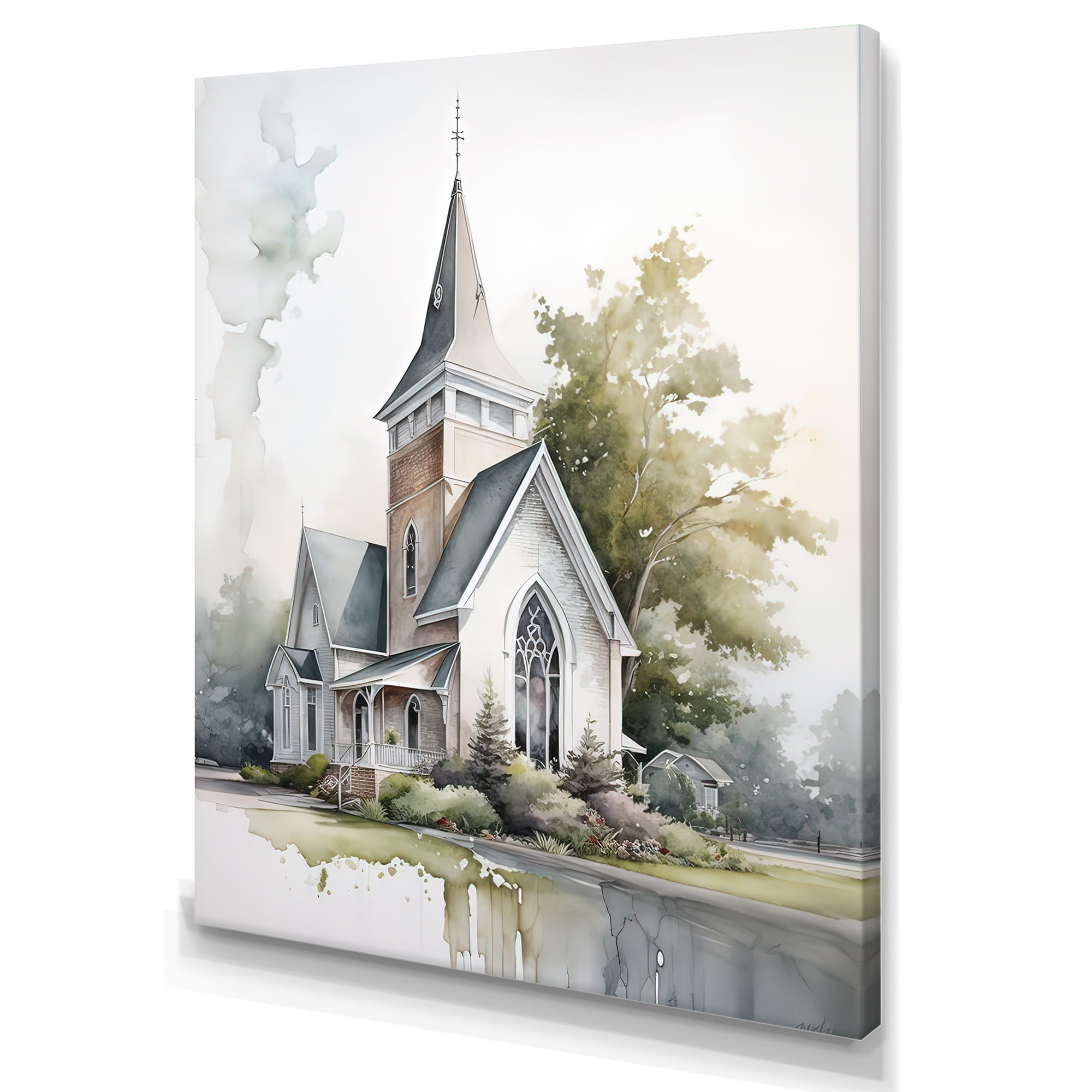 Designart Church In A Small Town III Canvas Wall Art