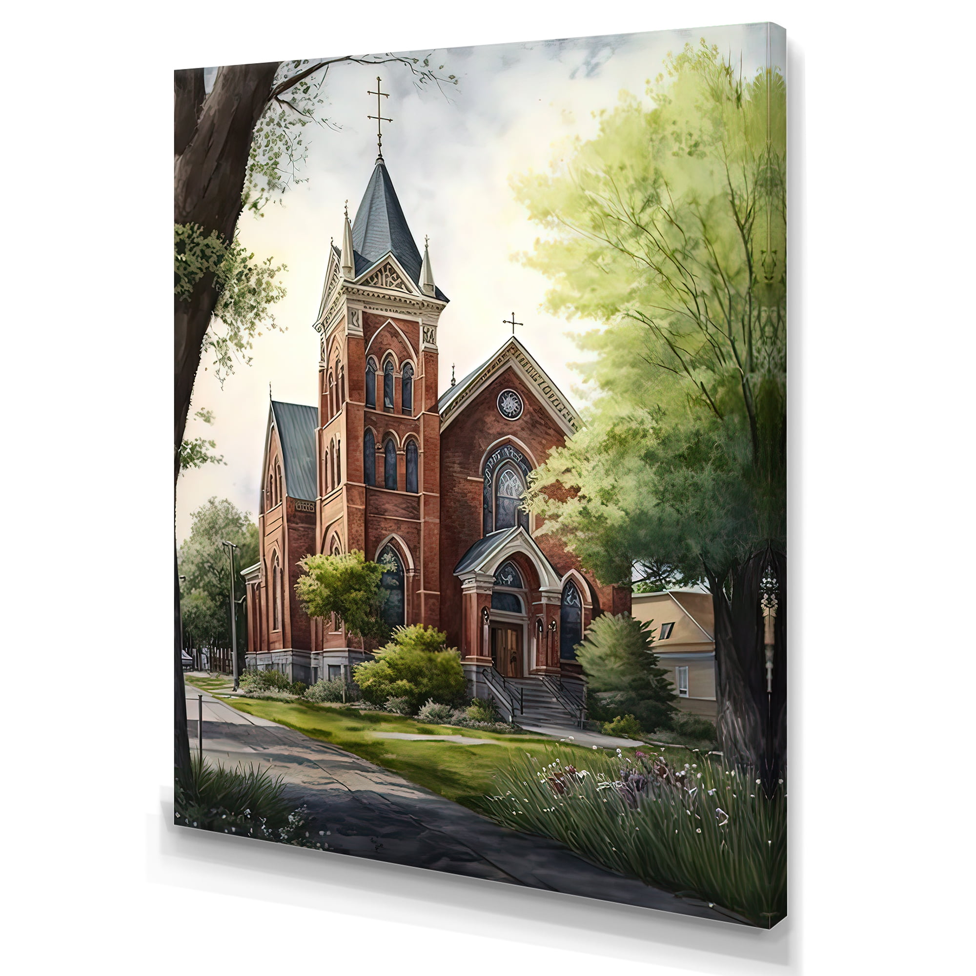 Designart Church In Country Town I Canvas Wall Art