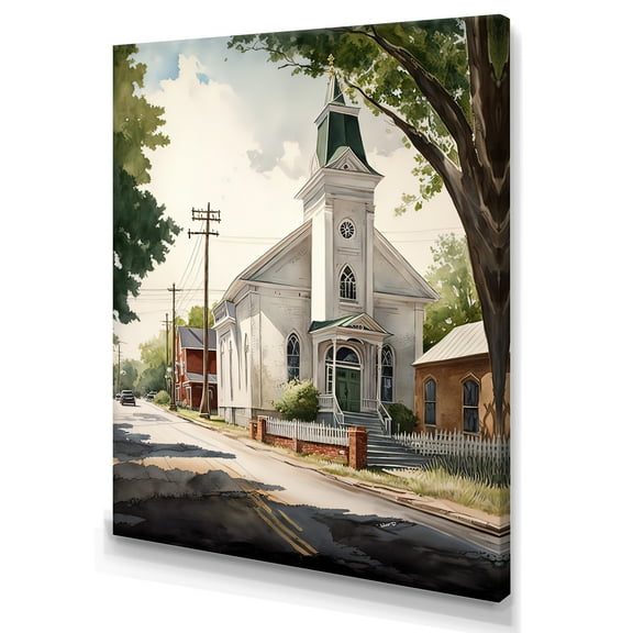 Designart Church In Country Town II Canvas Wall Art
