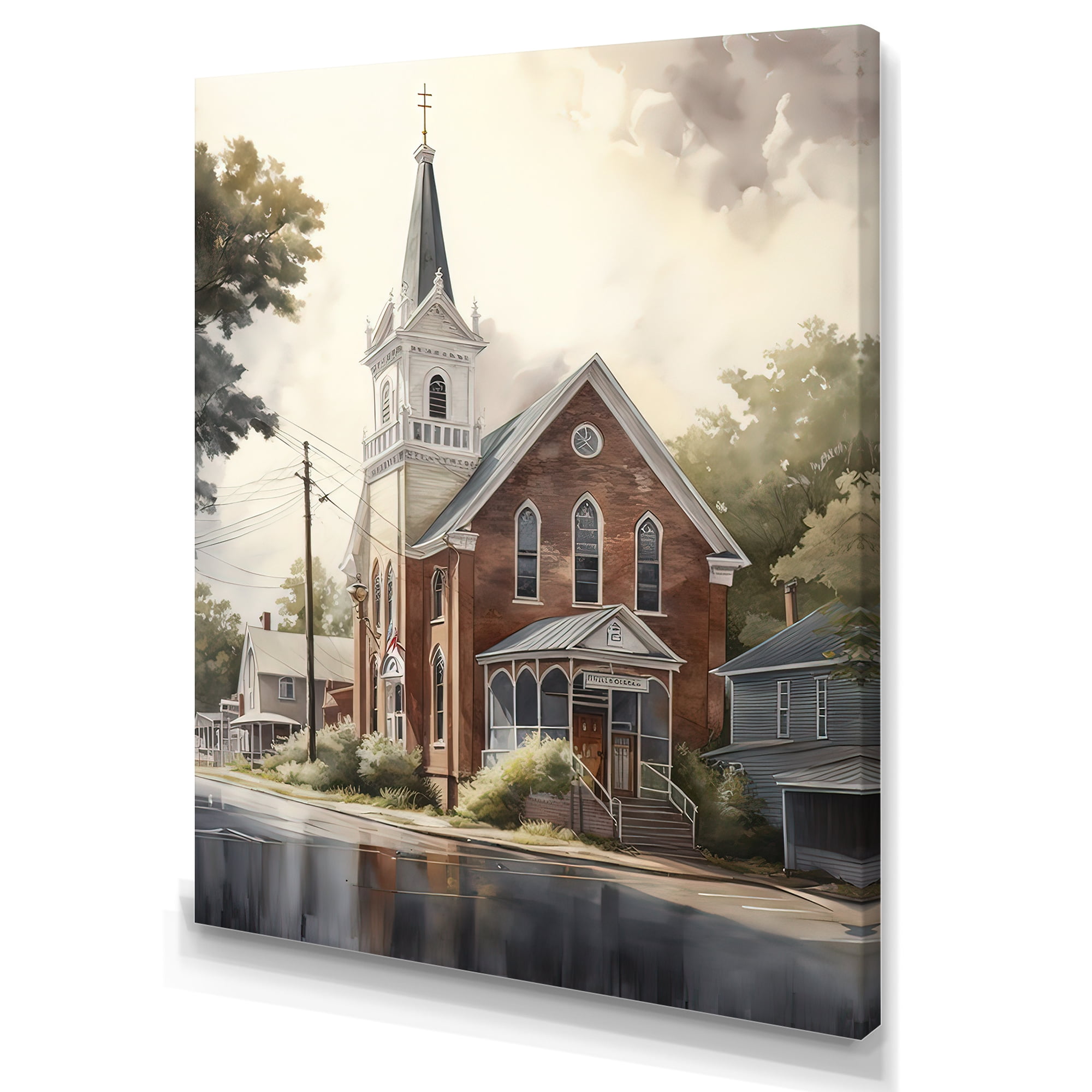Designart Church In Country Town III Canvas Wall Art