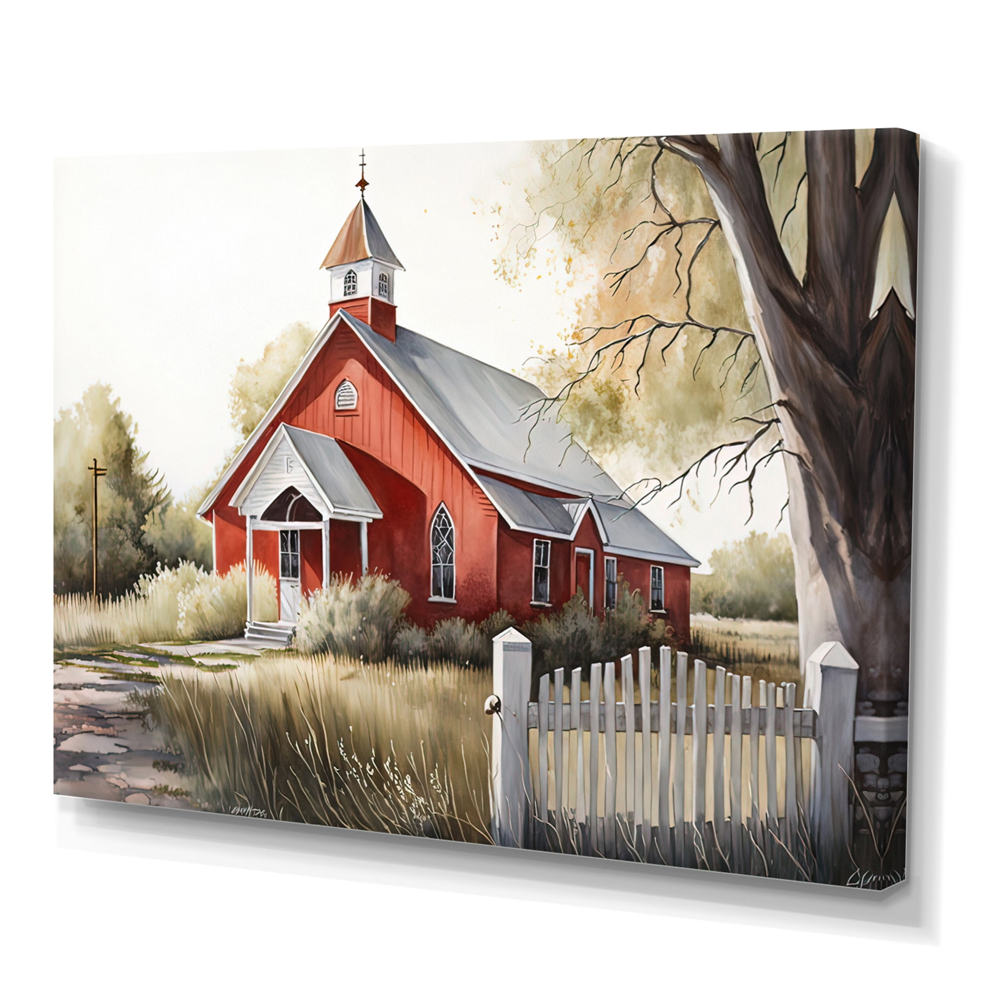 Designart Church In Country Town VI Canvas Wall Art