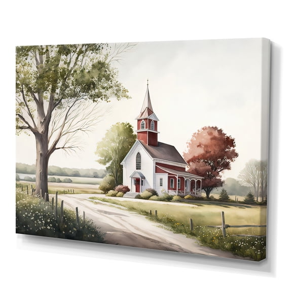 Designart Church In Country Town VII Canvas Wall Art