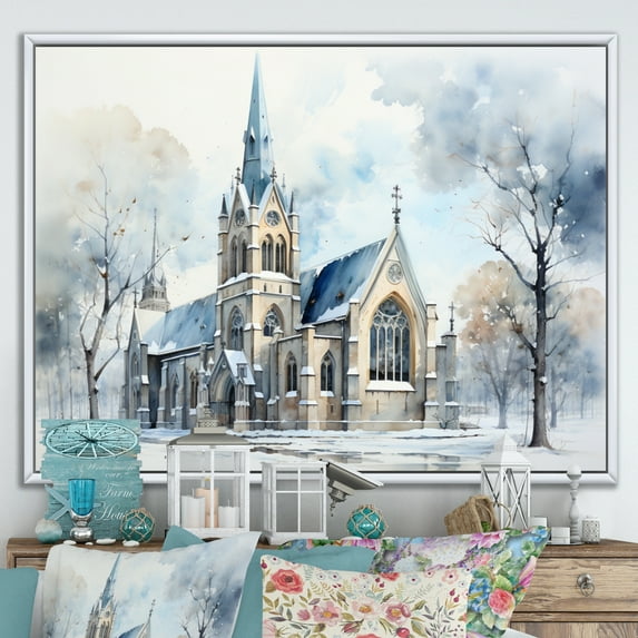 Designart "Church Minimalism euphony" Spiritual Floater Framed Wall Decor