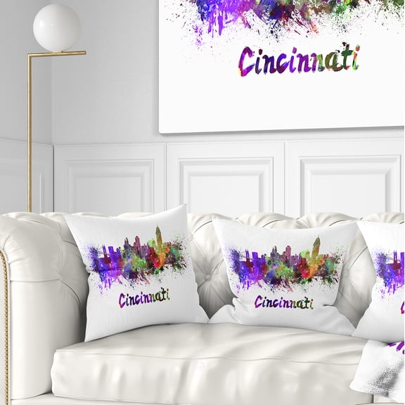 Designart Cincinnati Skyline - Cityscape Throw Pillow - 18x18