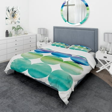 Designart 'Circle Abstract Blue Colorfields III' Geometric Duvet Cover Set