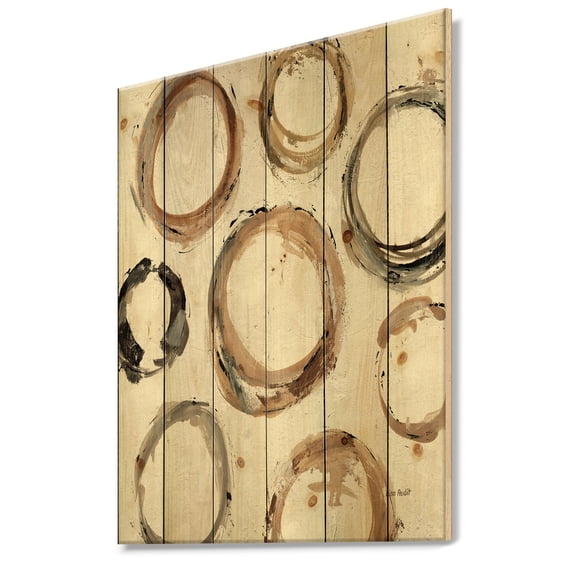 Designart 'Circle Geometric Natural Balance I' Mid-Century Modern Transitional Print on Natural Pine Wood