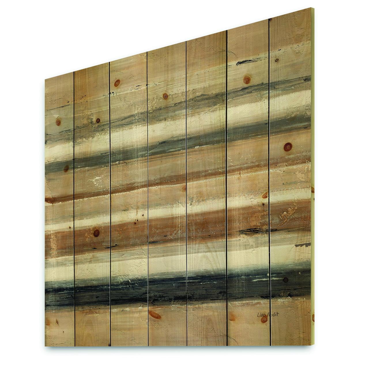 Designart 'Circle Geometric Natural Balance III' Mid-Century Modern Transitional Print on Natural Pine Wood