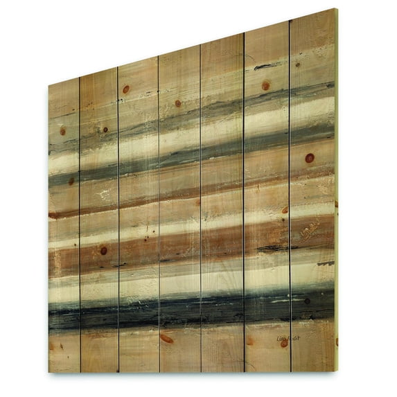 Designart 'Circle Geometric Natural Balance III' Mid-Century Modern Transitional Print on Natural Pine Wood