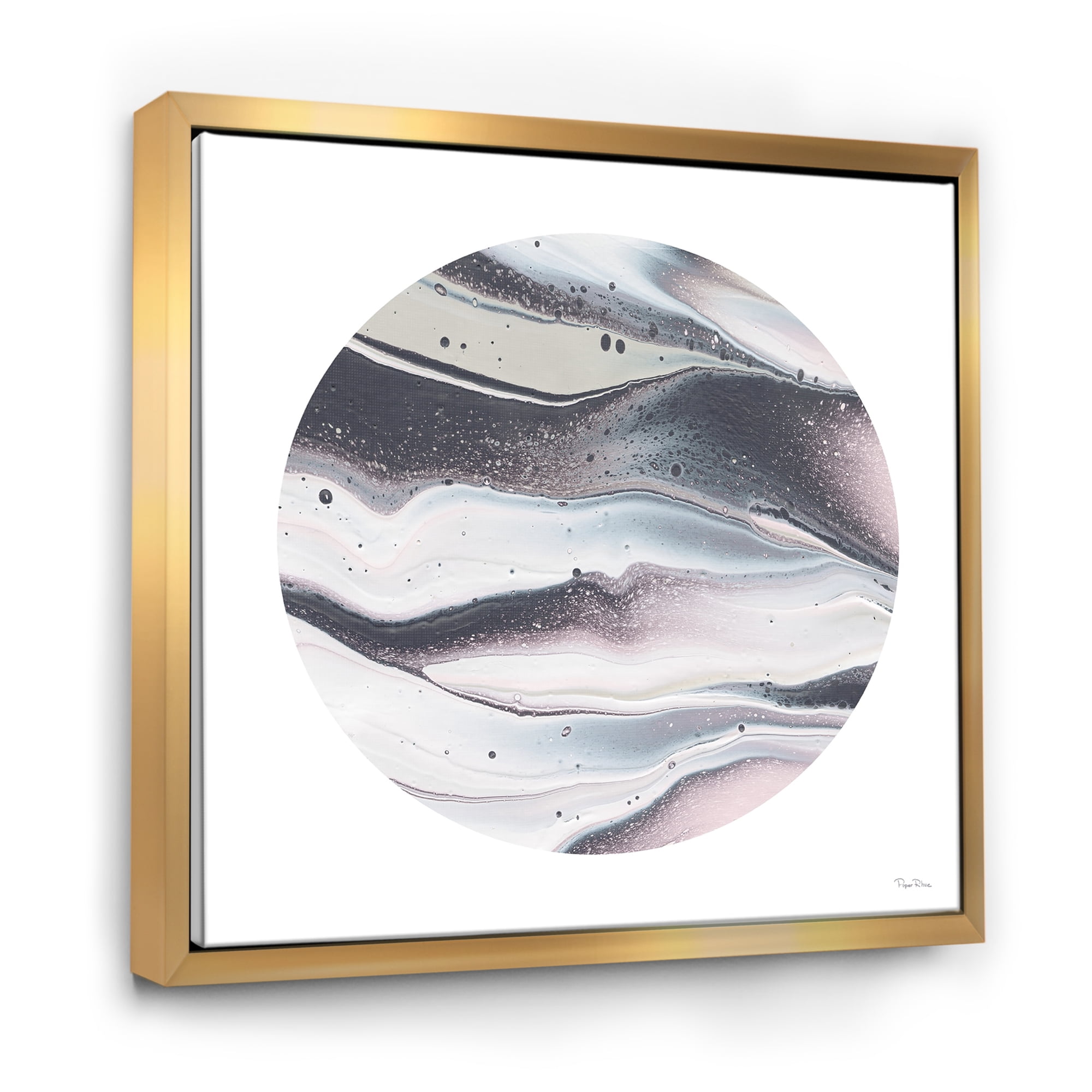 Designart ' Circle Marble II ' Modern Geometric Framed Canvas