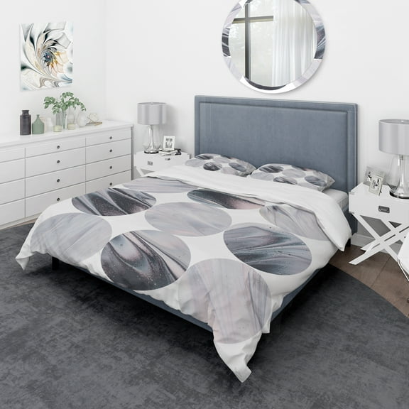 Designart 'Circle Marble IV' Geometric Duvet Cover Set