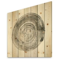 Designart 'Circle natural elements IV' Farmhouse Print on Natural Pine Wood