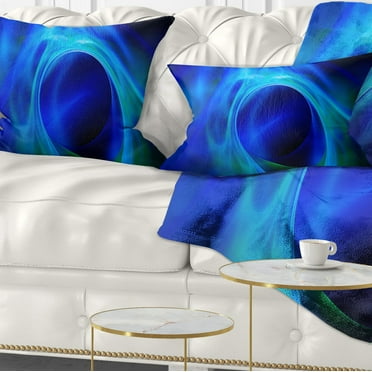 Designart Circled Blue Psychedelic Texture - Abstract Throw Pillow - 12x20