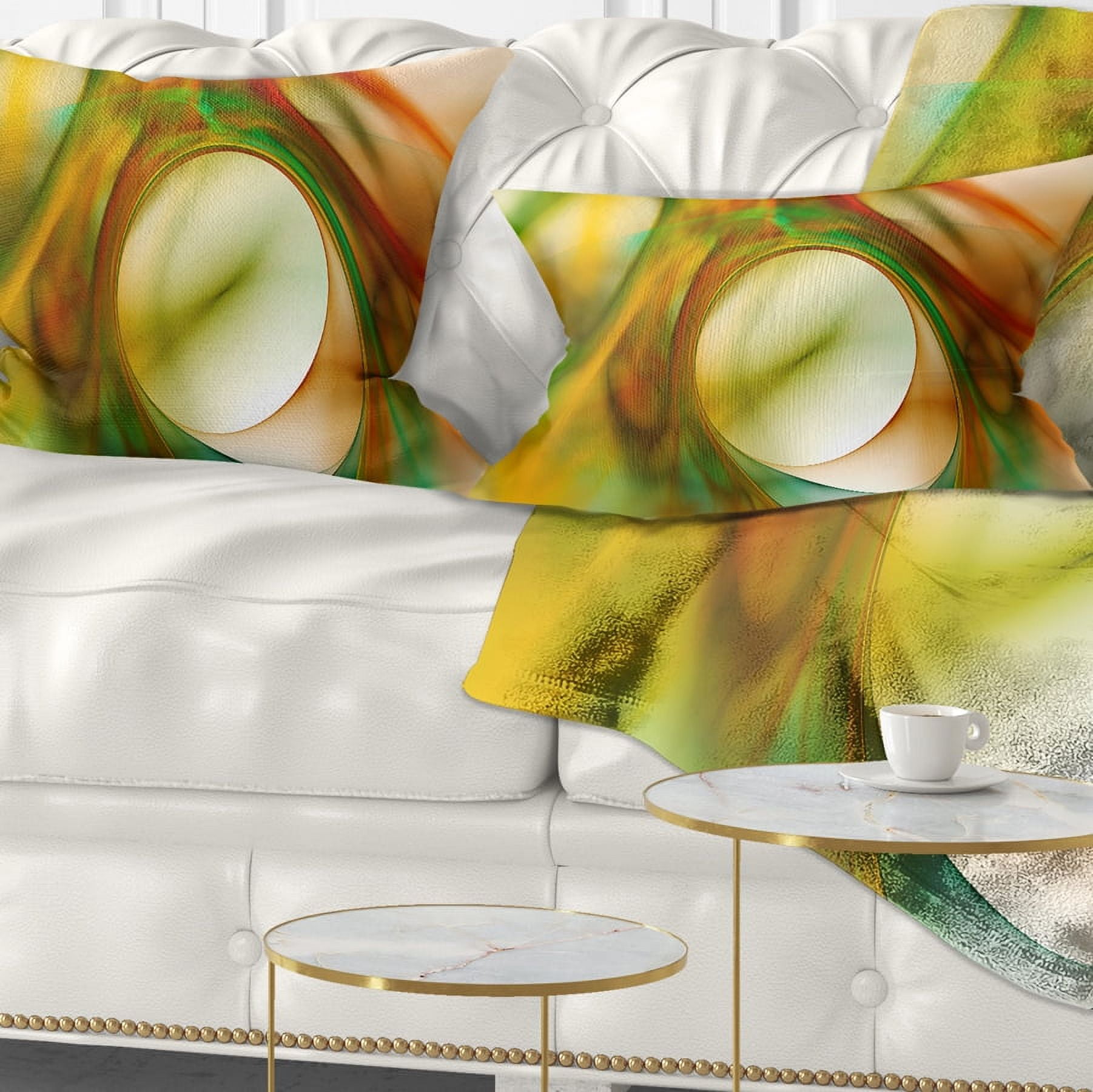 Designart Circled Green Psychedelic Texture - Abstract Throw Pillow - 12x20