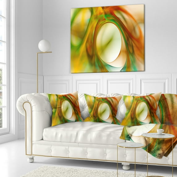 Designart Circled Green Psychedelic Texture - Abstract Throw Pillow - 18x18