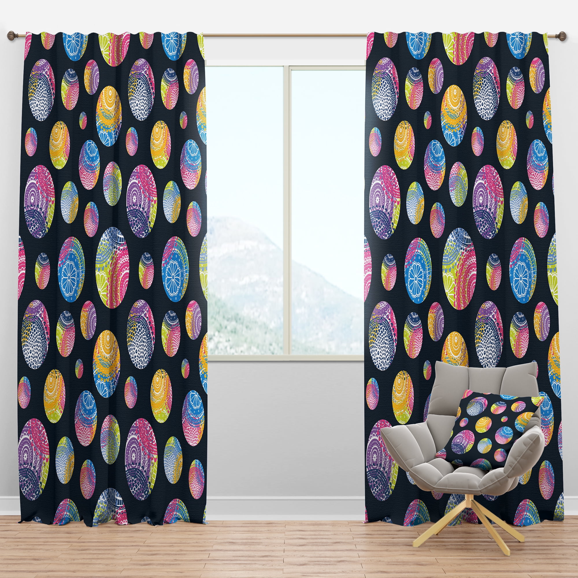 Designart 'Circles Lace Patterned' Modern & Contemporary Blackout Curtain Panel