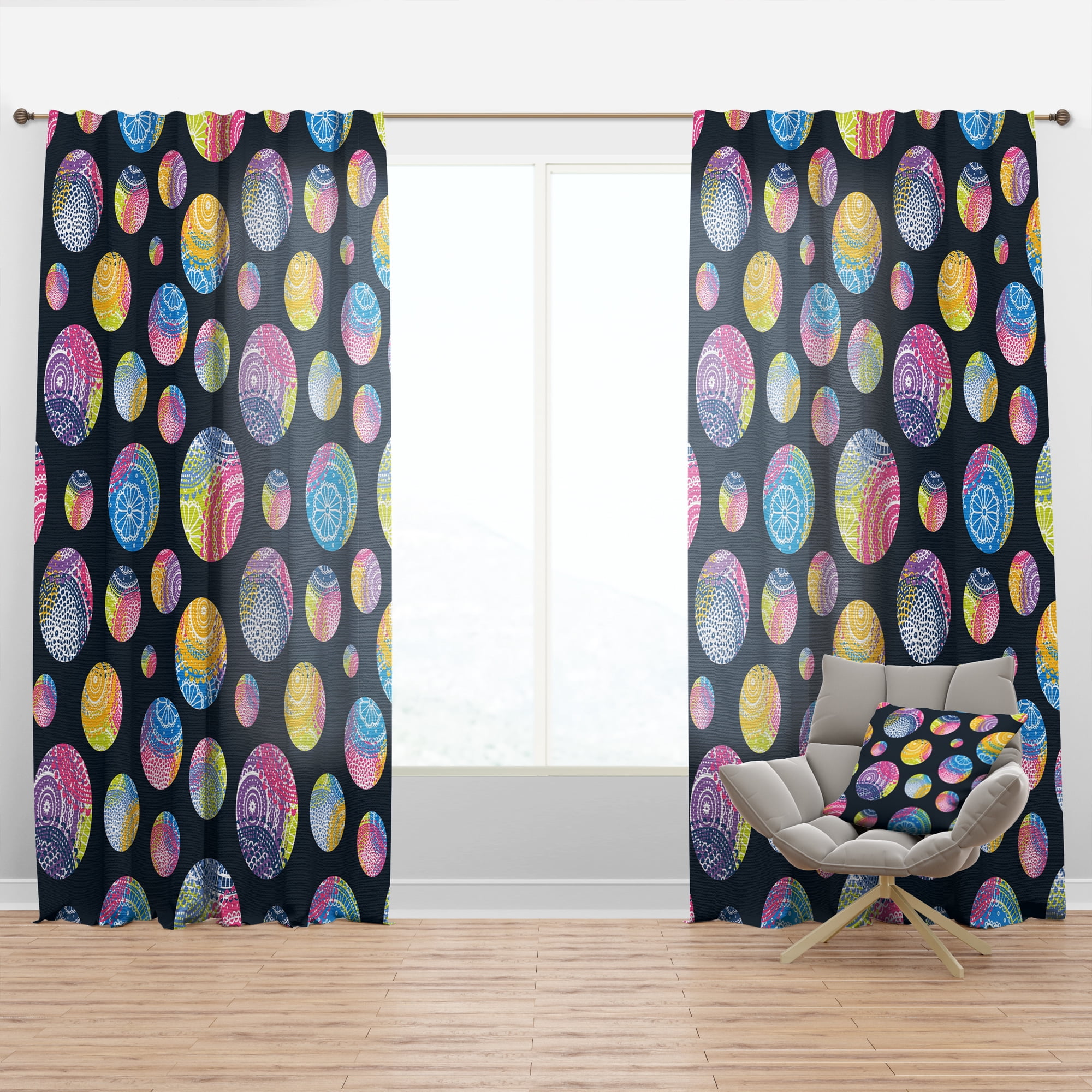 Designart 'Circles Lace Patterned' Modern & Contemporary Curtain Panel