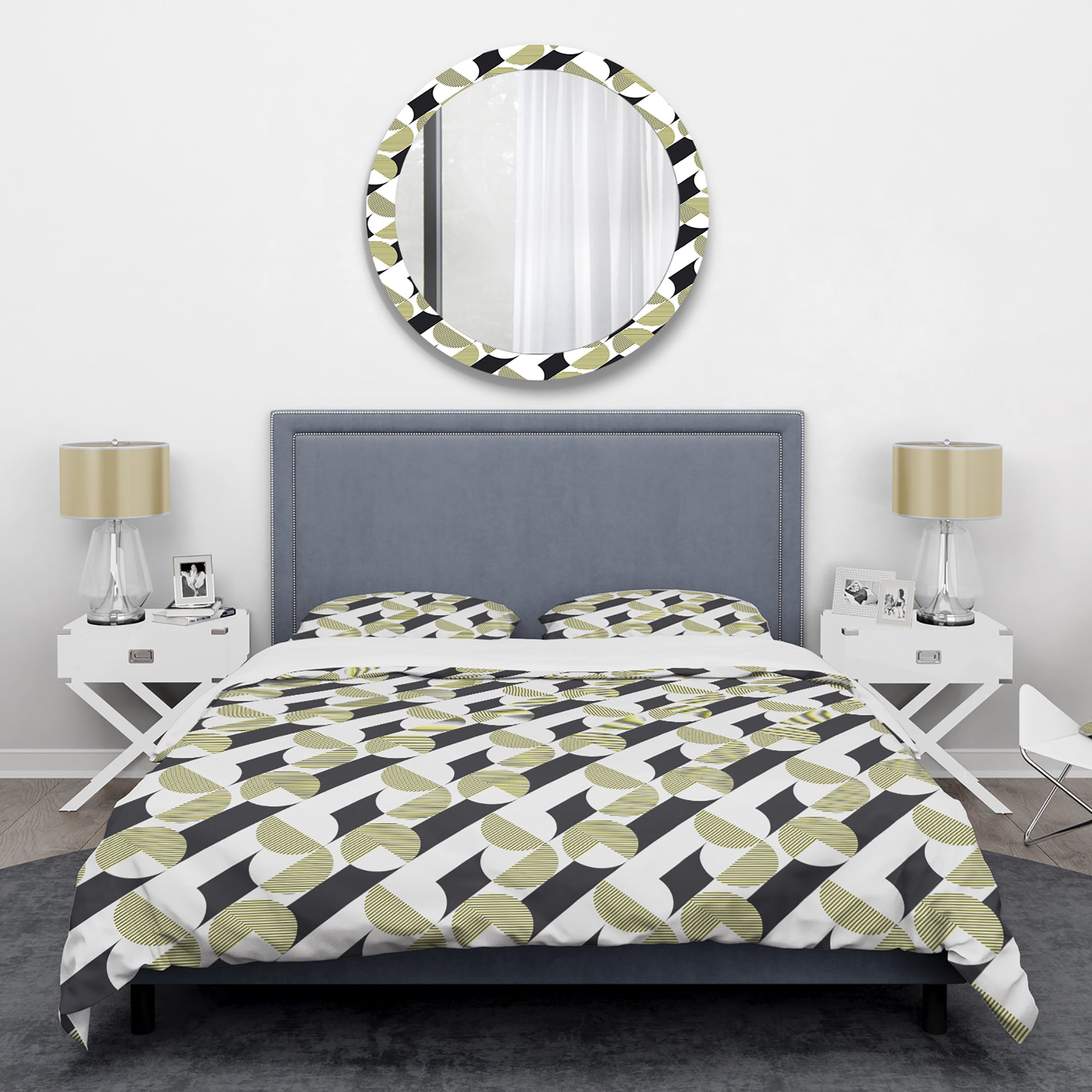 Designart 'Circular Abstract Retro Geometric II' Mid-Century Modern Duvet Cover Set