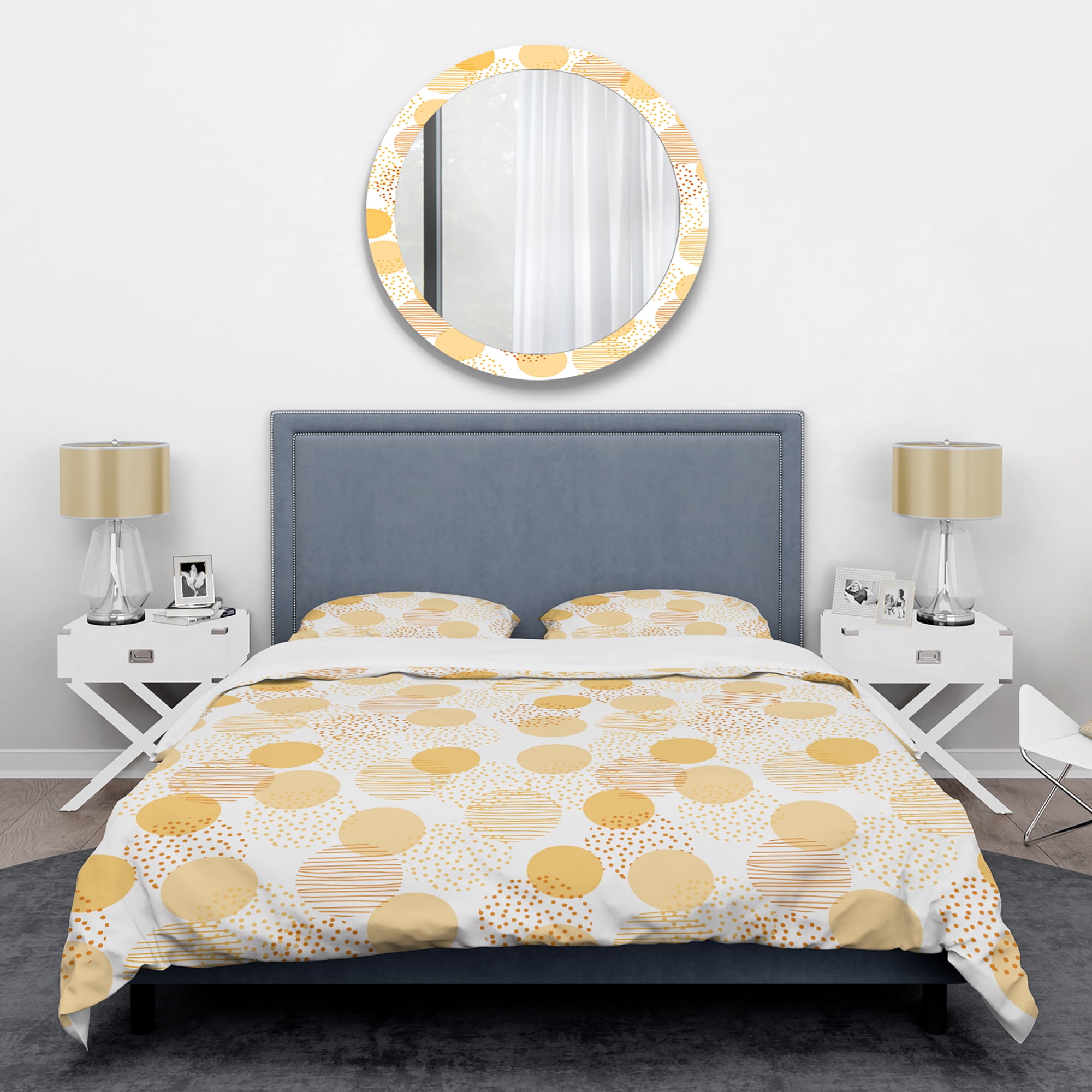 Designart 'Circular Abstract Retro Geometric IX' Mid-Century Modern Duvet Cover Set