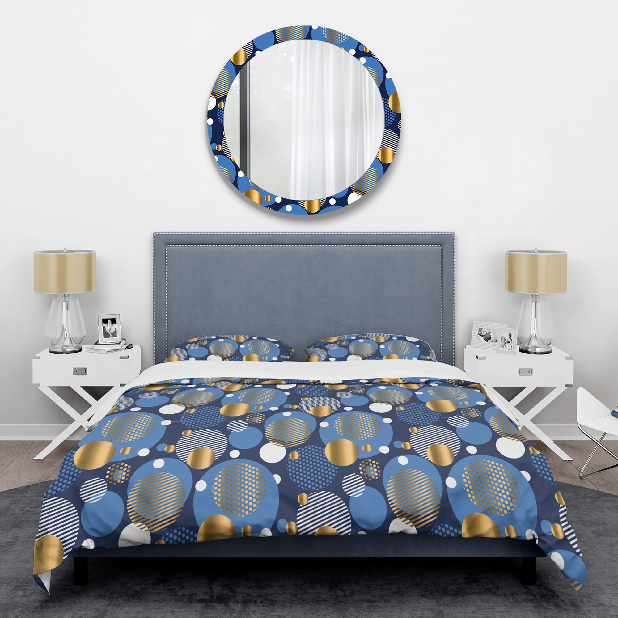 Designart 'Circular Abstract Retro Geometric XI' Mid-Century Modern Duvet Cover Set