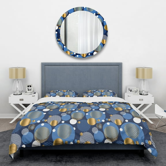 Designart 'Circular Abstract Retro Geometric XI' Mid-Century Modern Duvet Cover Set