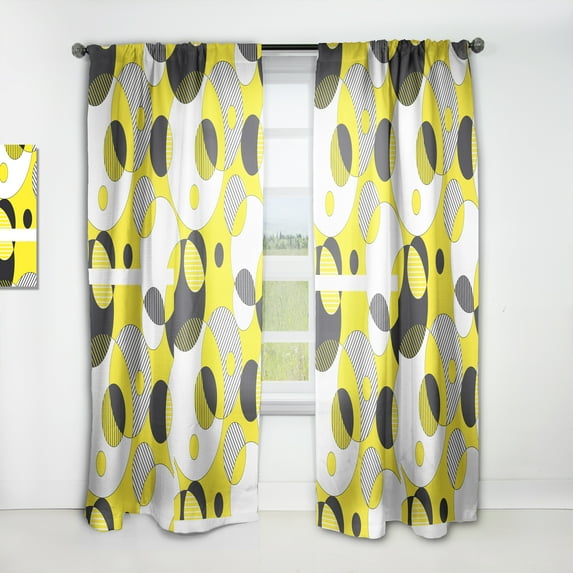 Designart 'Circular Abstract Retro Pattern Geometric I' Mid-Century Modern Curtain Panel