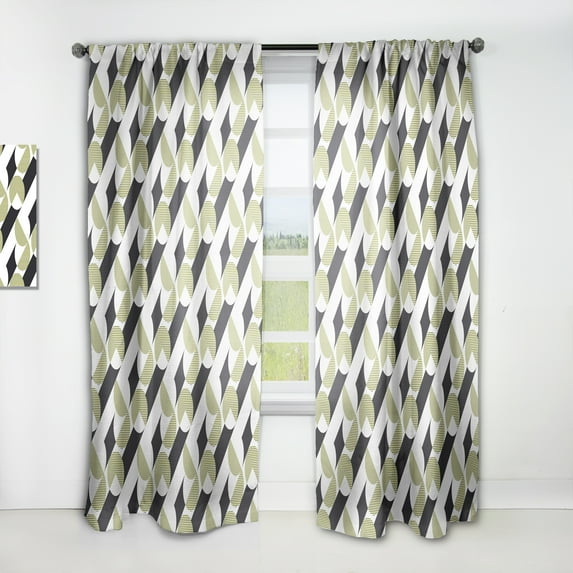 Designart 'Circular Abstract Retro Pattern Geometric II' Mid-Century Modern Curtain Panel