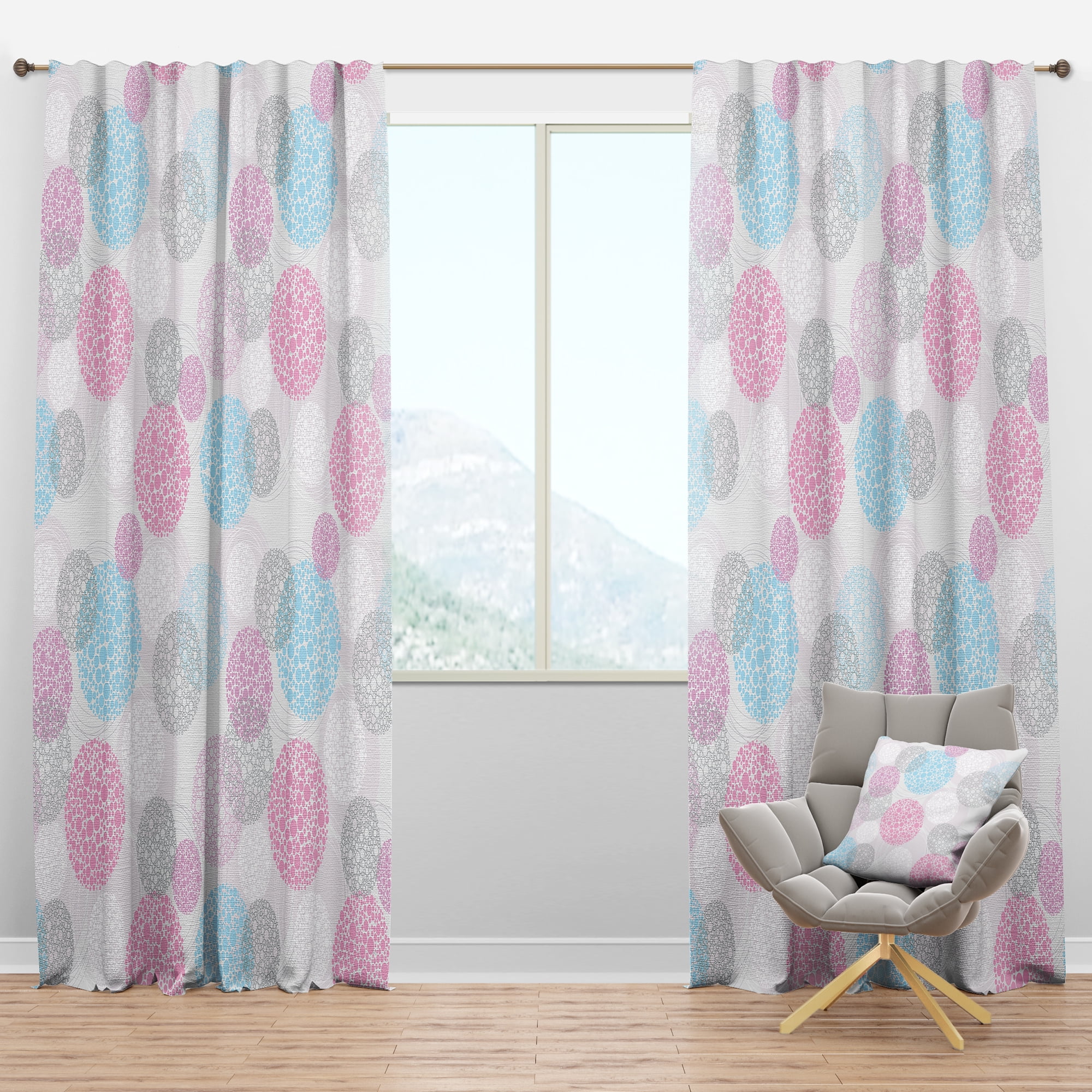 Designart 'Circular Abstract Retro Pattern Geometric III' Mid-Century Modern Blackout Curtain Panel
