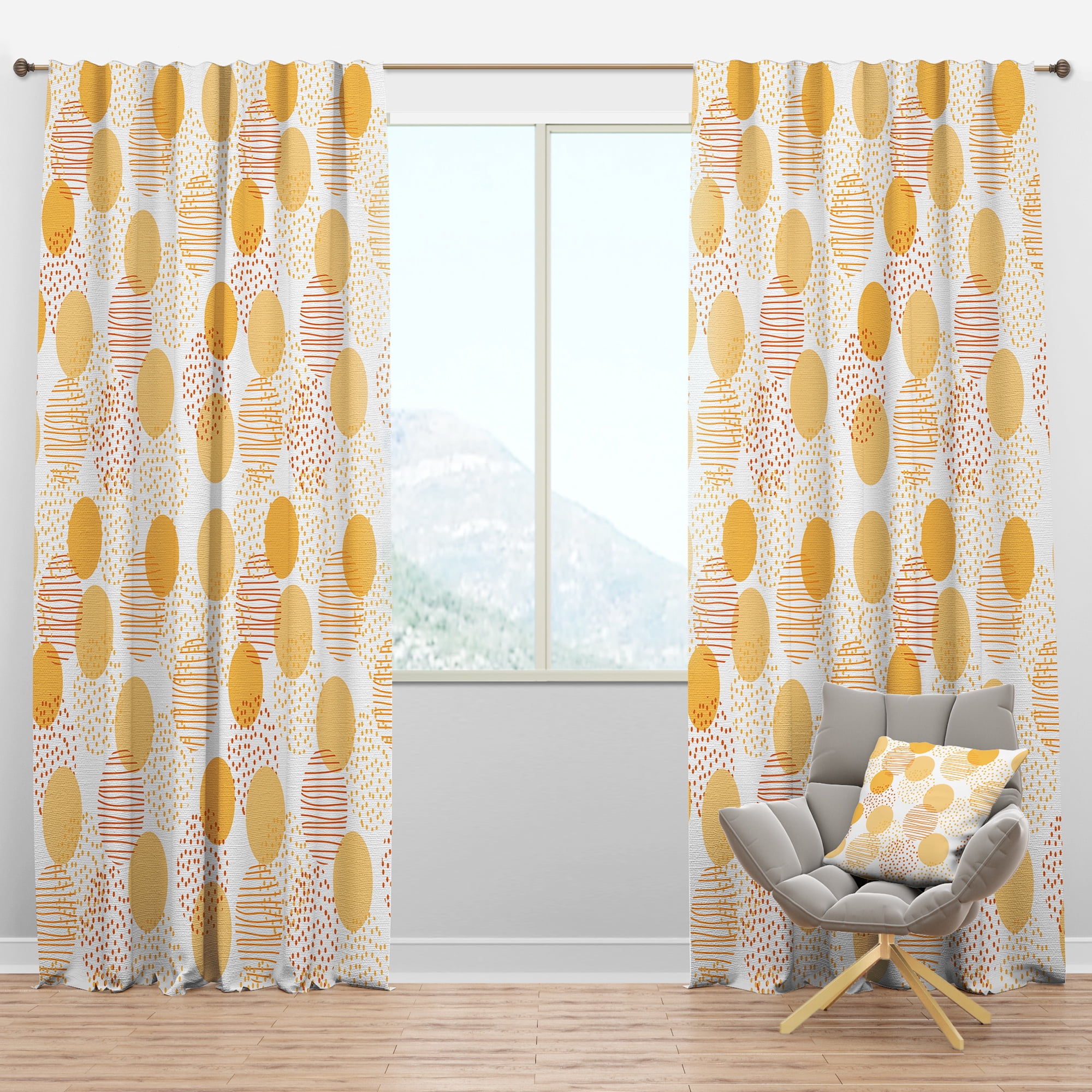Designart 'Circular Abstract Retro Pattern Geometric IX' Mid-Century Modern Blackout Curtain Panel