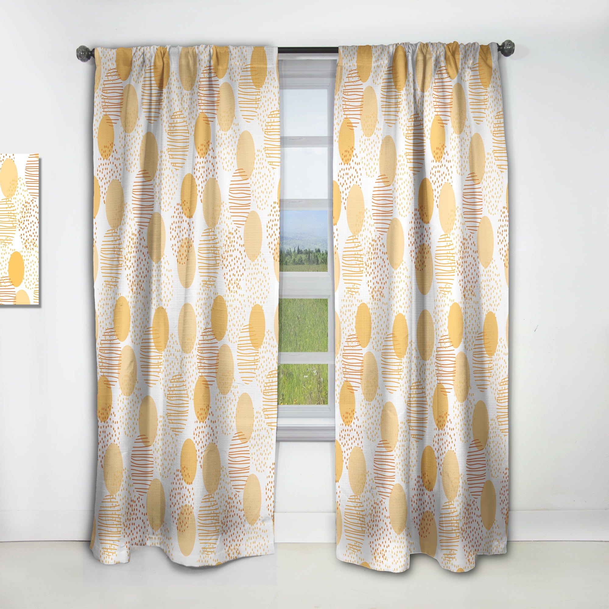Designart 'Circular Abstract Retro Pattern Geometric IX' Mid-Century Modern Curtain Panel