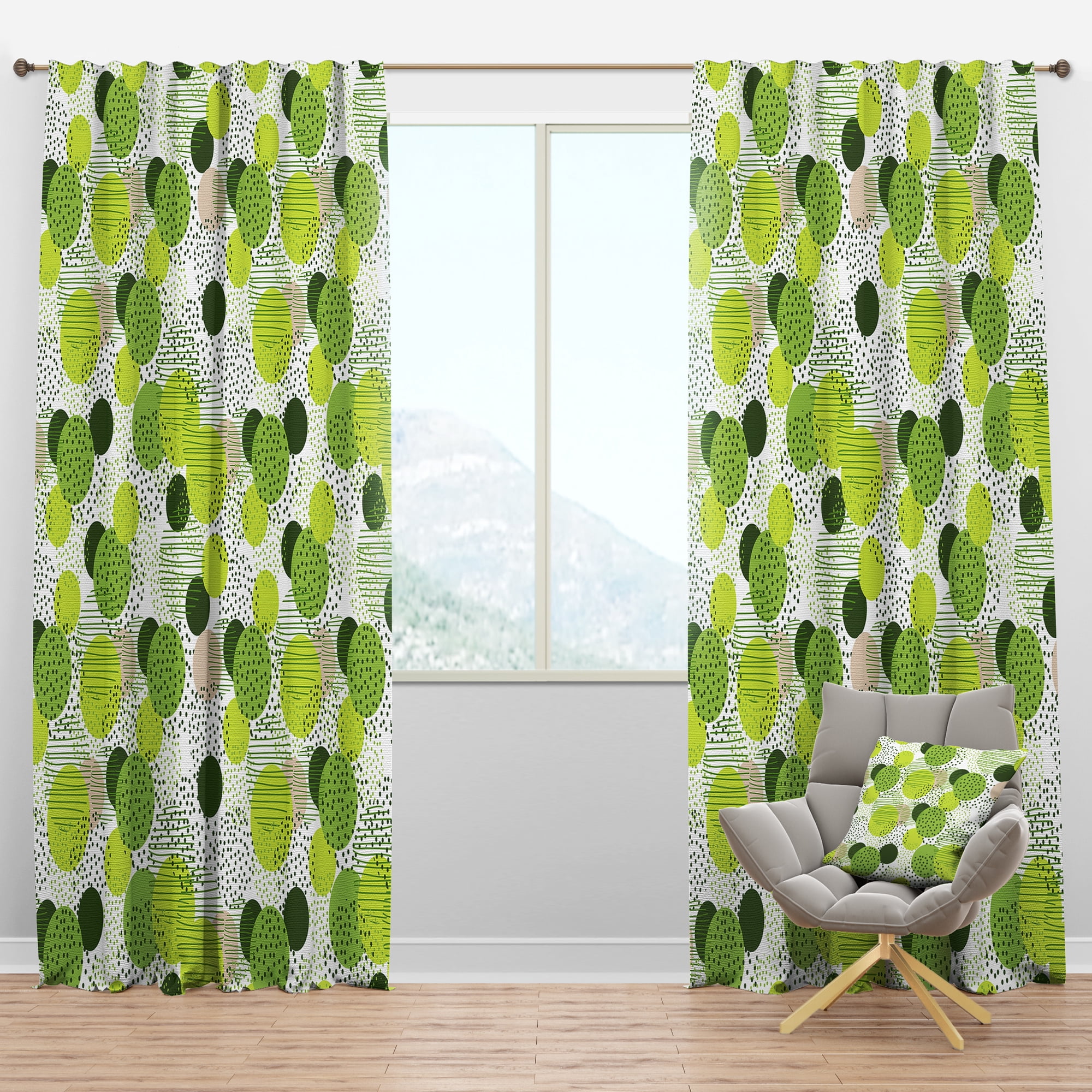 Designart 'Circular Abstract Retro Pattern Geometric X' Mid-Century Modern Blackout Curtain Panel