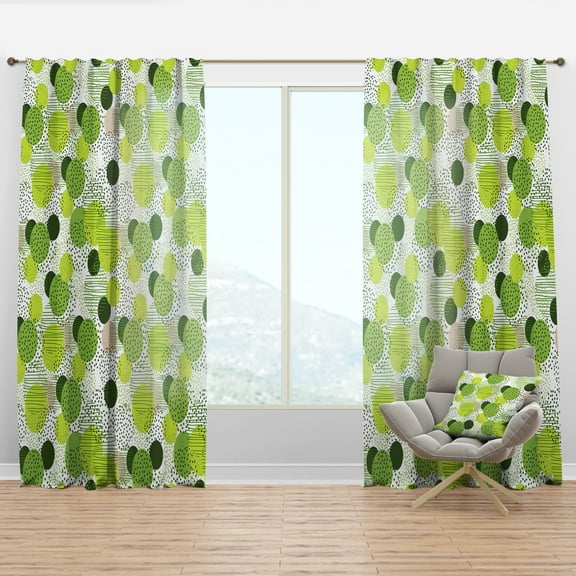 Designart 'Circular Abstract Retro Pattern Geometric X' Mid-Century Modern Curtain Panel