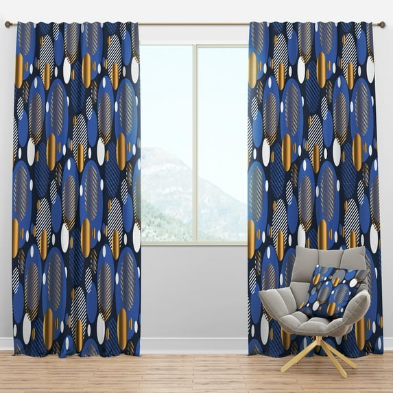 Designart 'Circular Abstract Retro Pattern Geometric XI' Mid-Century Modern Blackout Curtain Panel