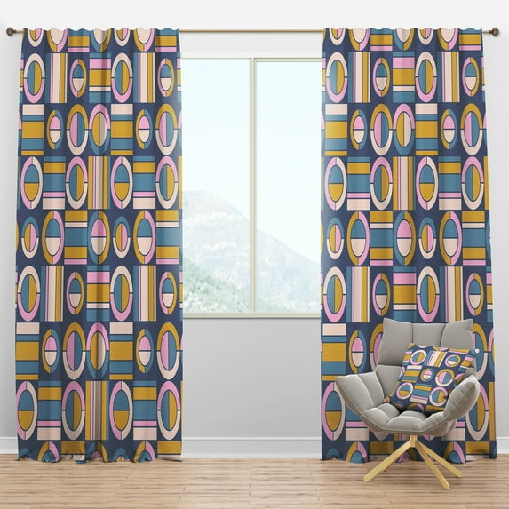Designart 'Circular Design Retro Pattern I' Mid-Century Modern Blackout Curtain Panel