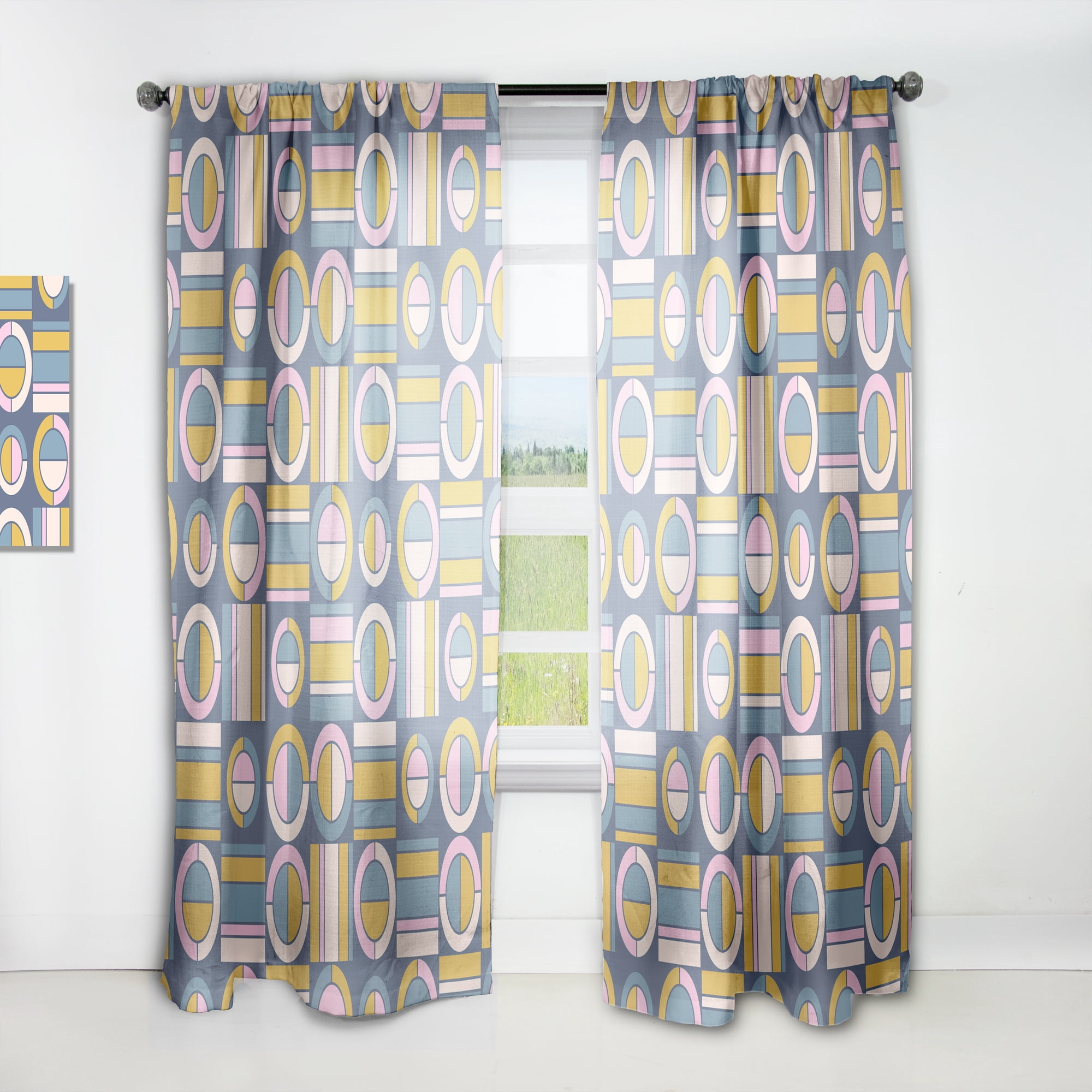 Designart 'Circular Design Retro Pattern I' Mid-Century Modern Curtain Panel