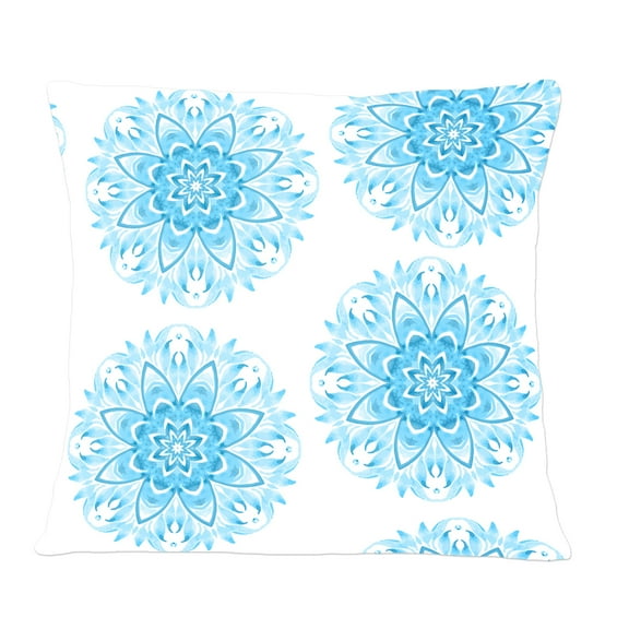 Designart Circular Geometric In Blue' Mid-Century Modern Throw Pillow - 12x20