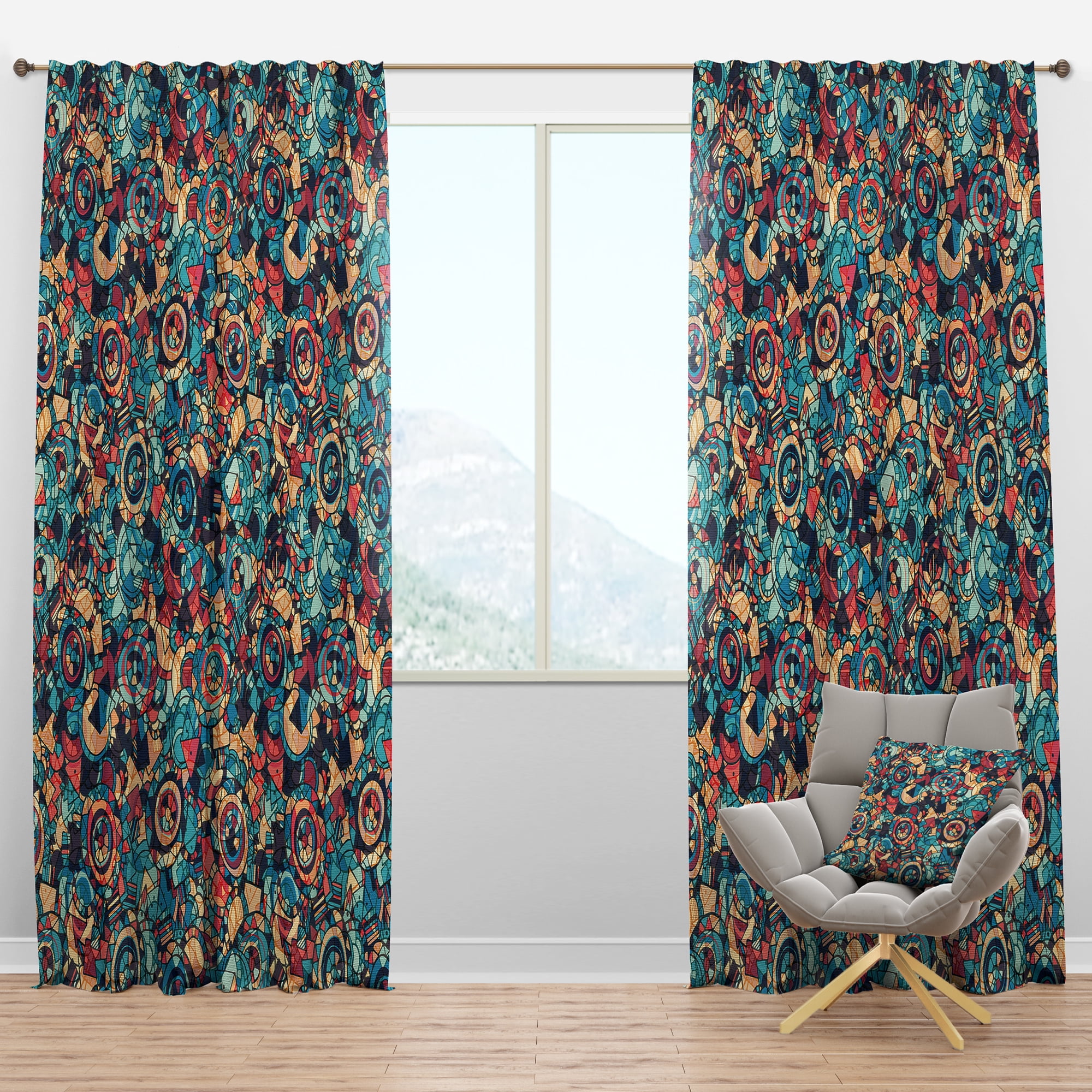 Designart 'Circular Geometric Pattern' Modern & Contemporary Blackout Curtain Panel
