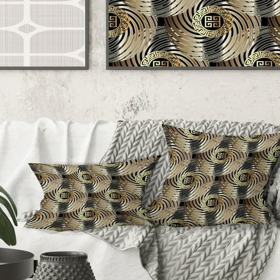 Designart Circular Geometric Retro Abstract I' Mid-Century Modern Throw Pillow - 16x16