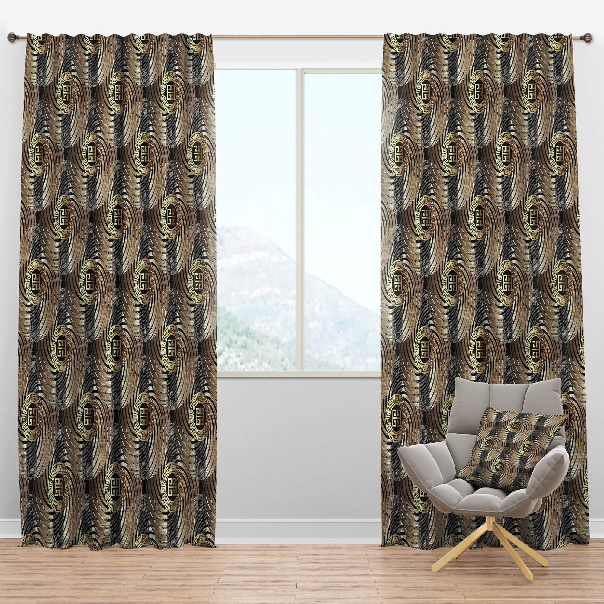 Designart 'Circular Geometric Retro Pattern Abstract I' Mid-Century Modern Blackout Curtain Panel